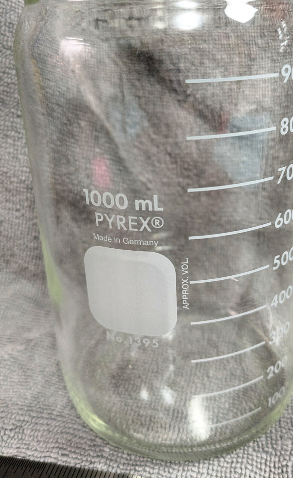 x2 PYREX 1000 ml 1L Glass Media Bottle with Cap #1395 Made in Germany