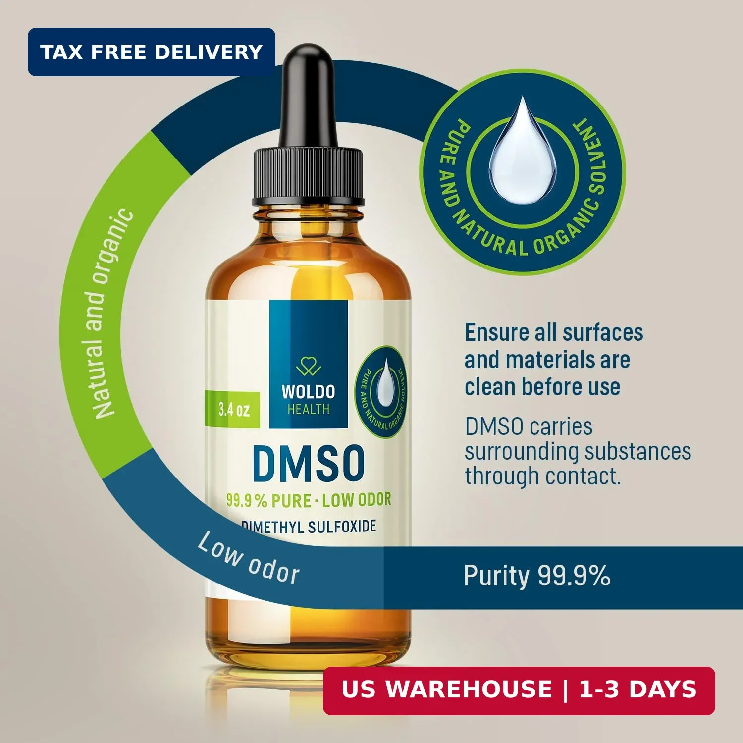 DMSO 99.9% Pharmaceutical Grade Liquid – 3.38 fl. oz | Pure Dimethyl Sulfoxide D