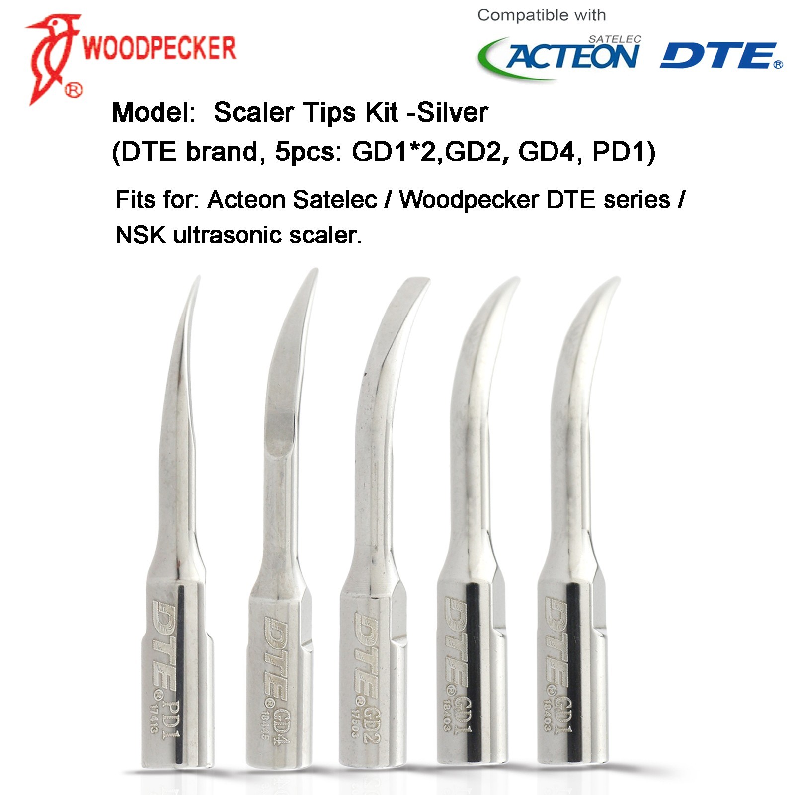 Newtron LED Scaler Handpiece F12609 Woodpecker Piezo Tips GD1 fit Acteon Satelec