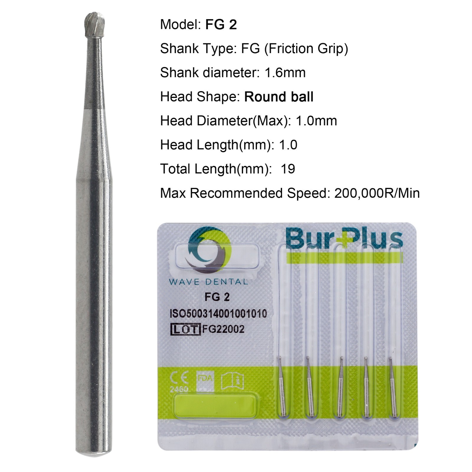 Dental Carbide Burs Diamond Burs Round FG 4 6 8 2 Friction Grip High Speed 801