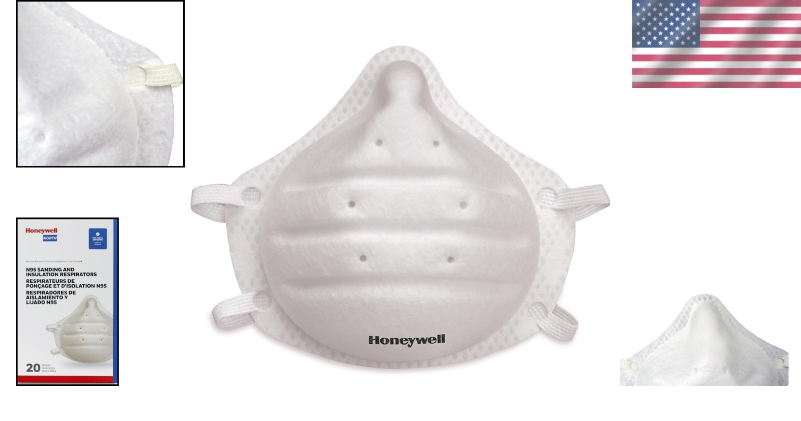 20-Pack N95 Molded Cup Respirator Mask – NIOSH Approved, Hypoallergenic Comfort