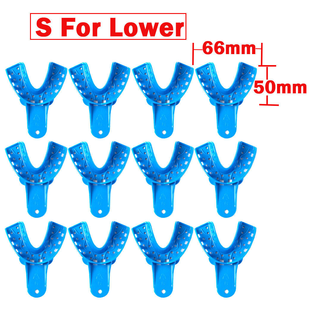 EASYINSMILE 12Pc Dental Plastic Impression Tray Perforated Upper/Lower Autoclave