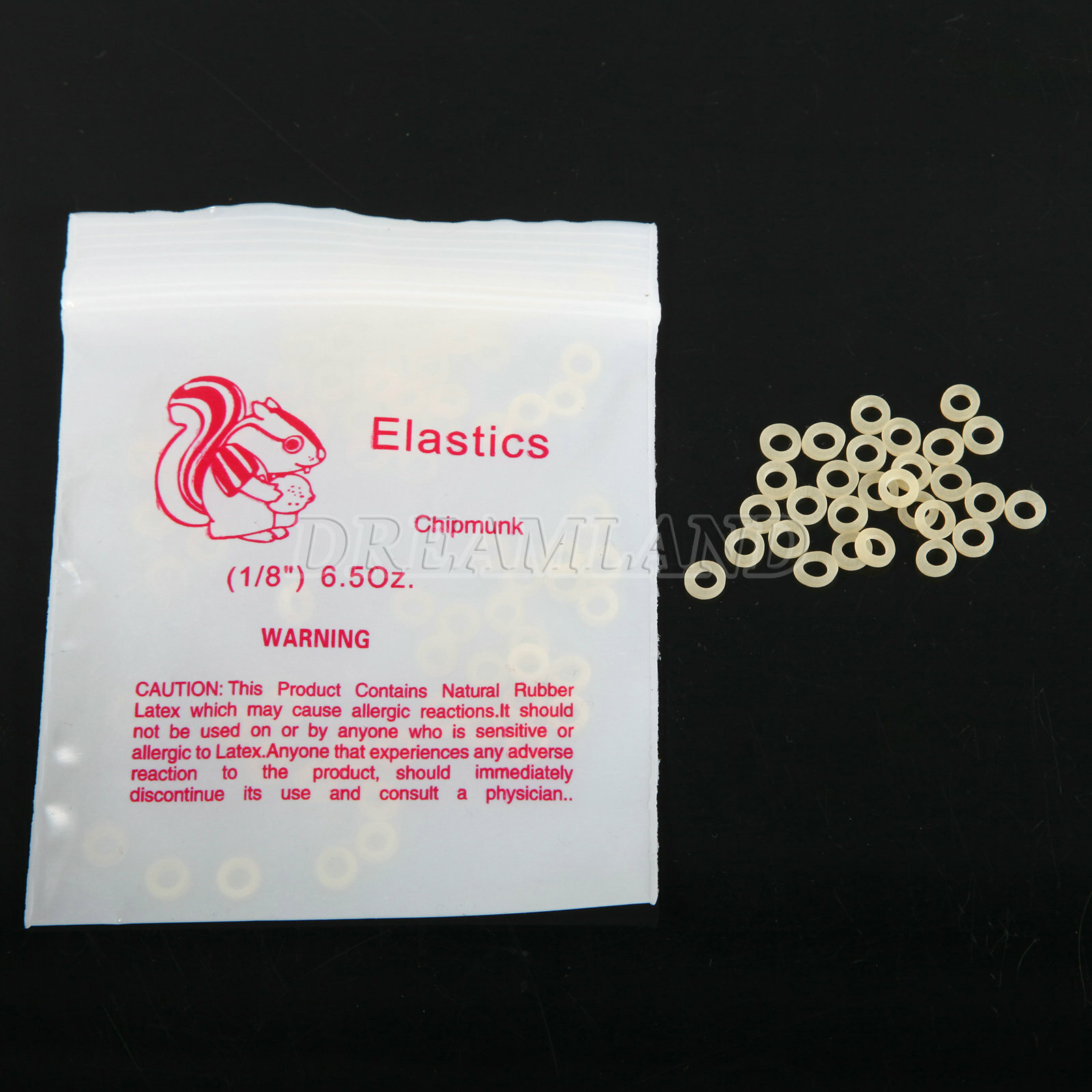 1 Box Dental Orthod Rubber Bands Elastics Latex Braces 6.5 oz 1/8” Chipmunk