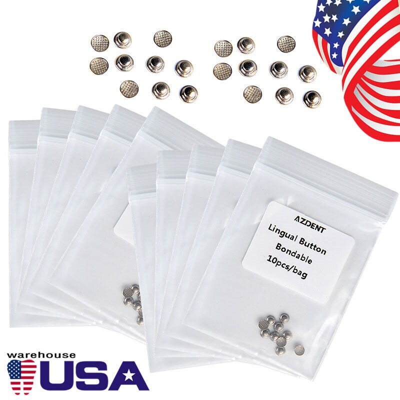 AZDENT Dental Orthodontic Lingual Buttons Monoblock Bondable Round Base 10pc/bag