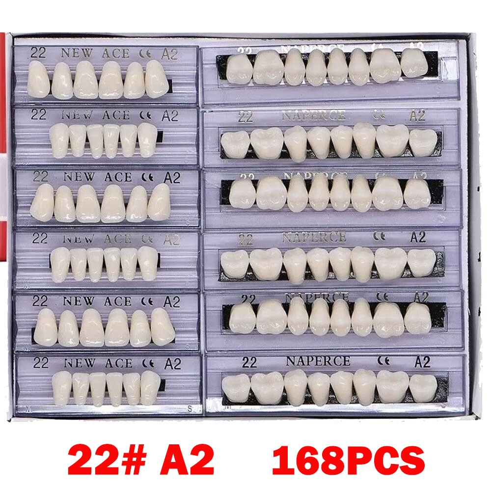 168Pcs Acrylic Resin Denture #22 Dental Upper Lower Shade A2 Teeth Set 22#A2 USA
