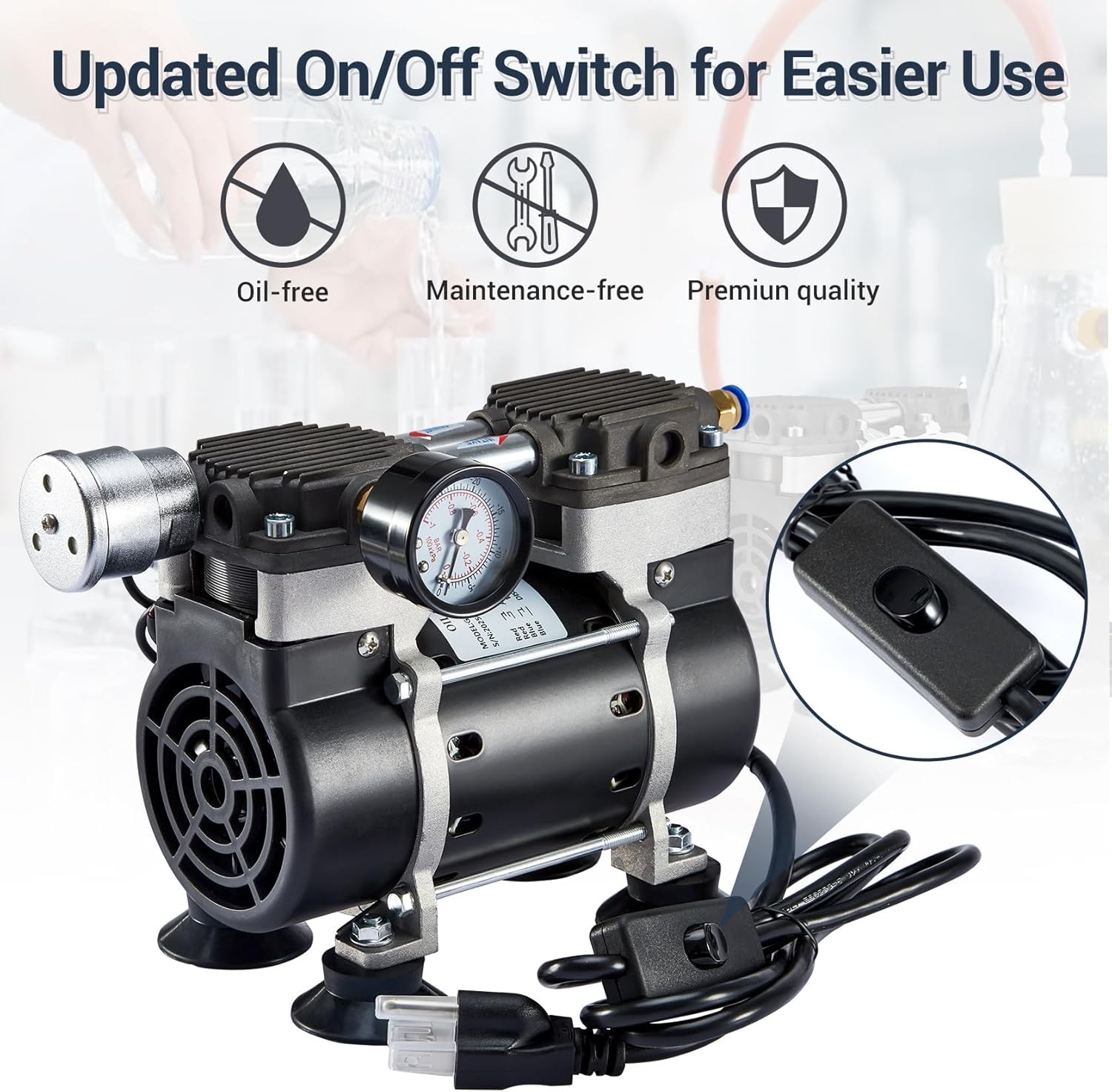50L/min 180W Lab Vacuum Pump+1000mL Lab Suction Filtering Filtration Flask Glass