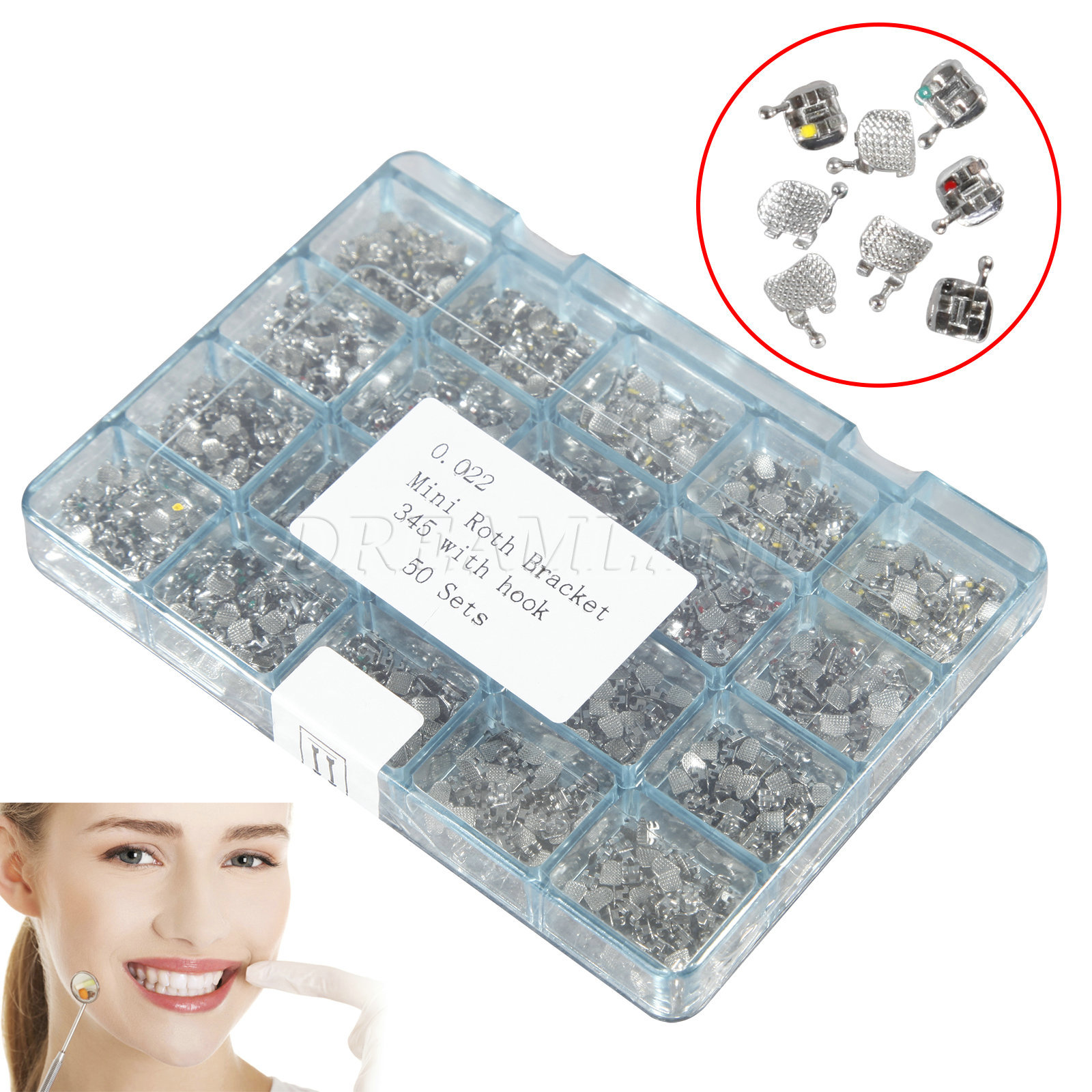 1000 PCS Dental Metal Orthodontics Brackets Brace MINI Roth.022 345 Hooks #2