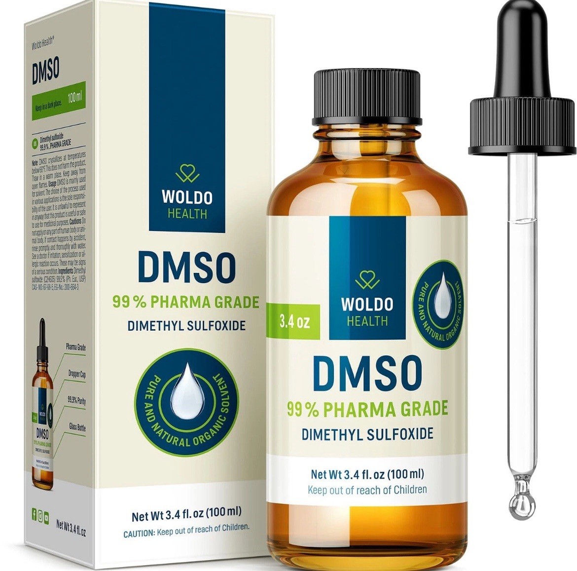 DMSO (Dimethyl Sulfoxide) 99.9% Pharmaceutical Grade 3.38Oz – Glass Bottle wi…