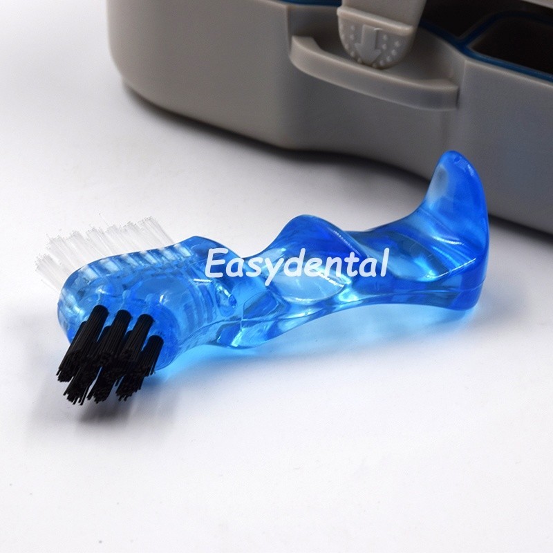 1 Pcs Denture Storage Box With Mirror and Clean Brush Case Dental Retainer Box