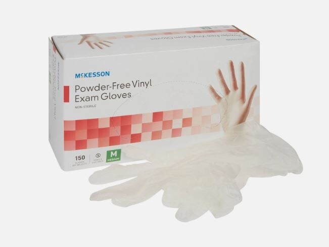 New McKesson Powder-Free Vinyl Exam Gloves | Medium | 150 Count (14-136)