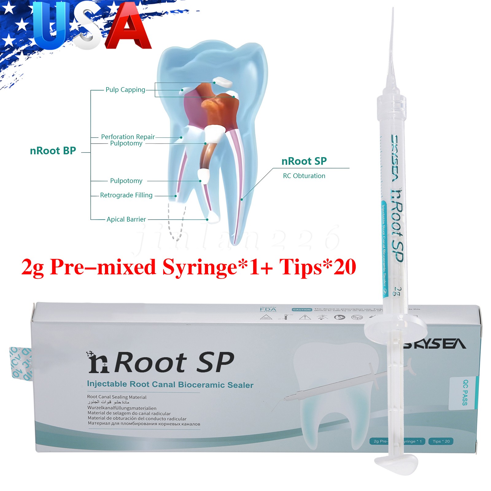 1g SP Dental Injectable Root Canal Bioceramic Sealer Endodontic Sealing Filling