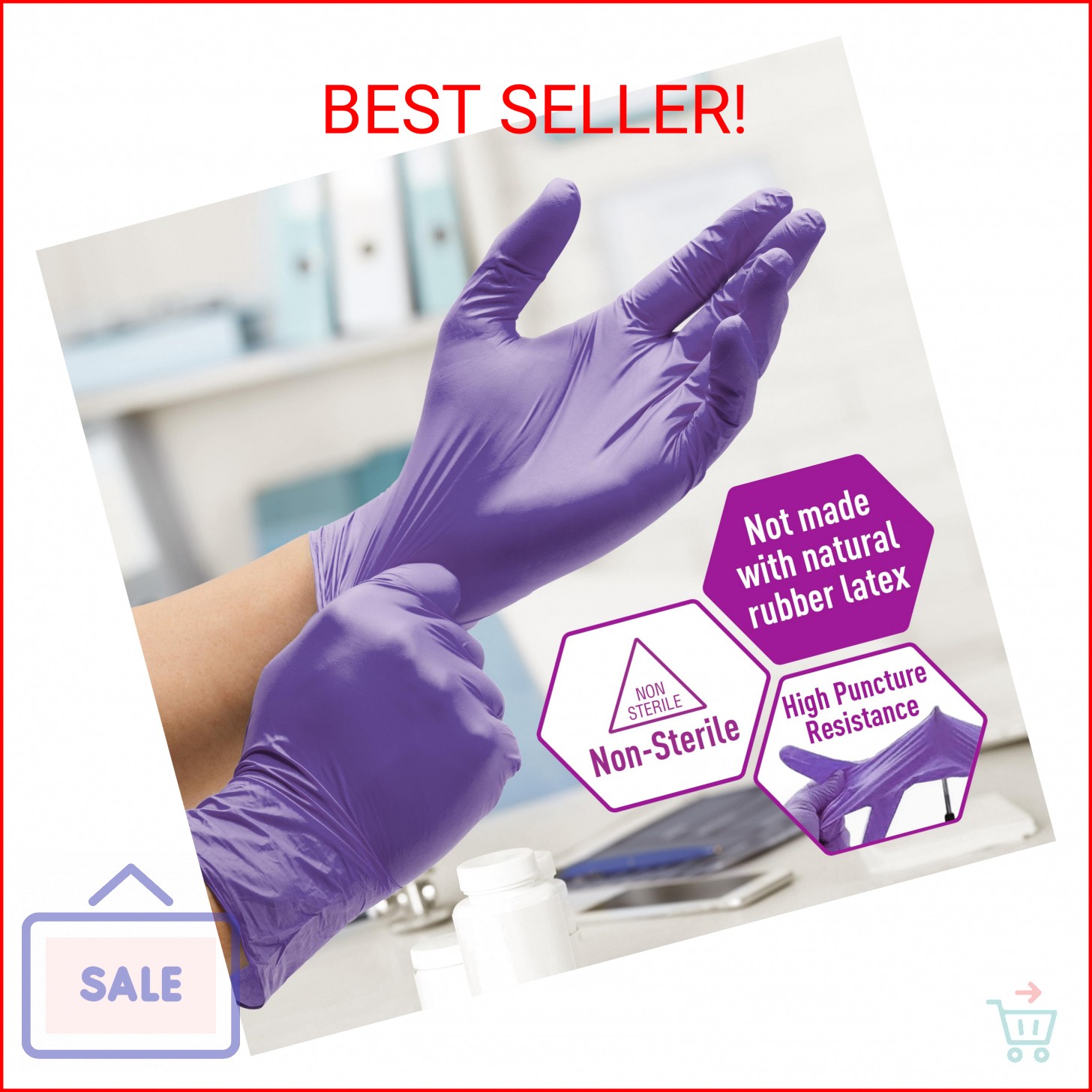 MedPride Powder-Free Nitrile Exam Gloves, Large, Large (Pack of 100)