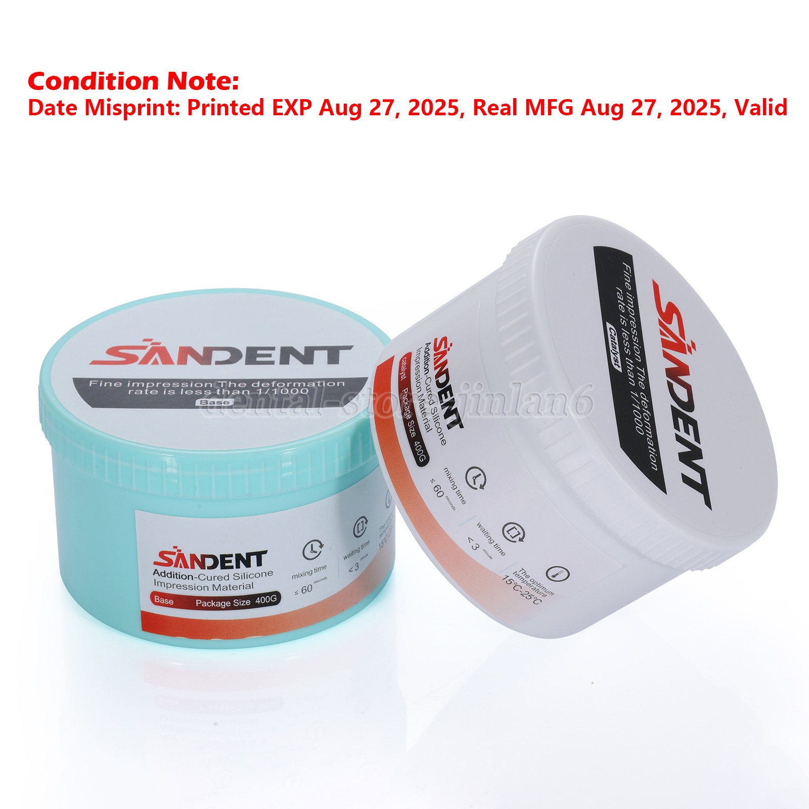 Dental Putty Fast Set PVS VPS Impression Material Base 2 x 400 ml