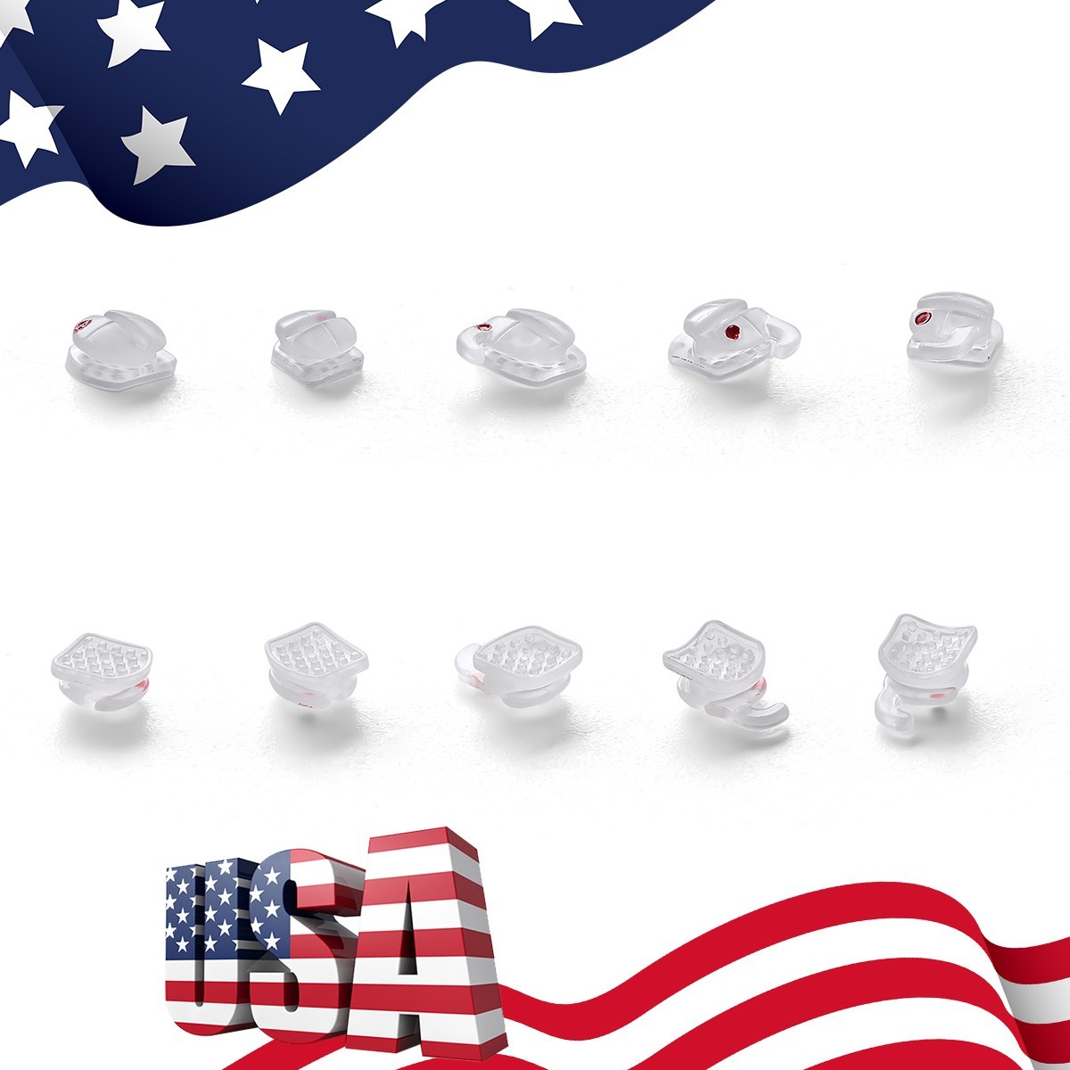 AZDENT Dental Orthodontic Ceramic Brackets Brace Roth/MBT .022 hooks 345
