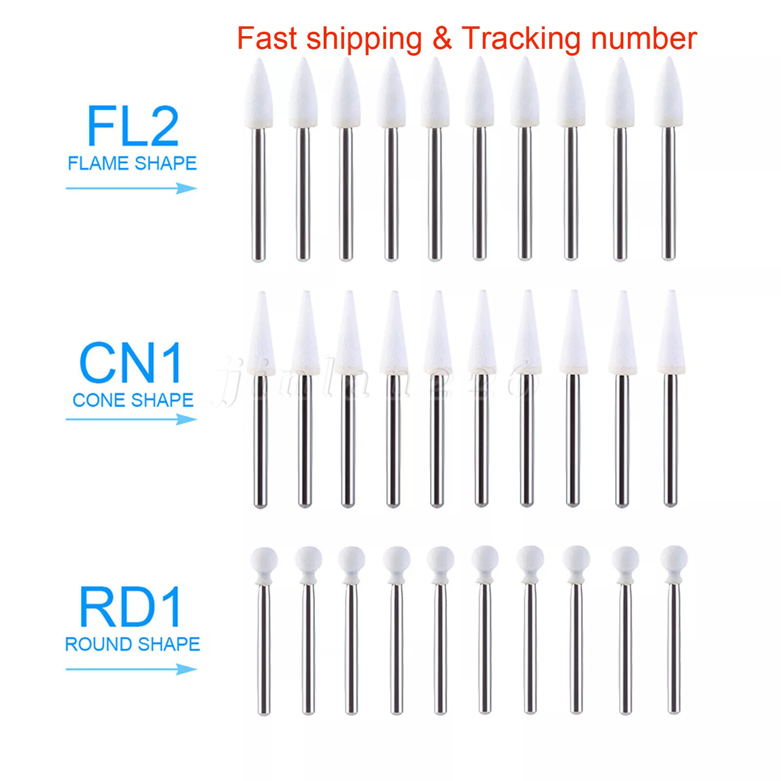 Dental White Stone Porcelain Resin Polishing Burs FG /Composite Finishing Burs