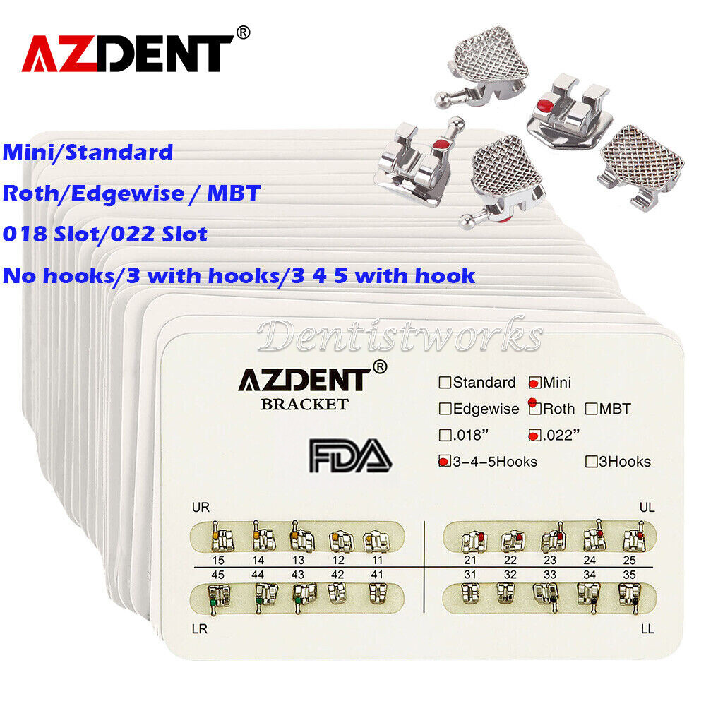 Dental Orthodontic Brackets Braces Mini/Standard Roth/MBT.022 Hook 345 AZDENT