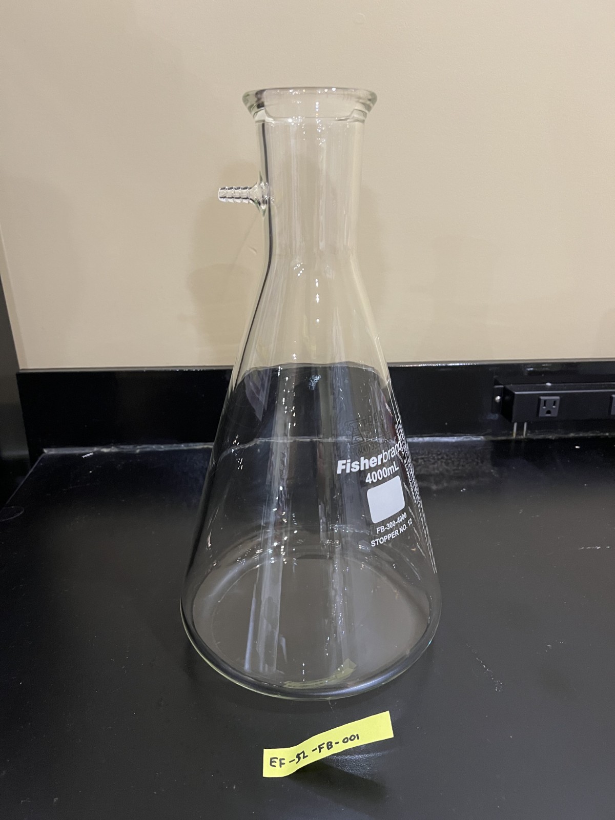 4000mL Capacity Clear Glass Filter Side-Arm Flask, Fisher Brand FB-300-4000