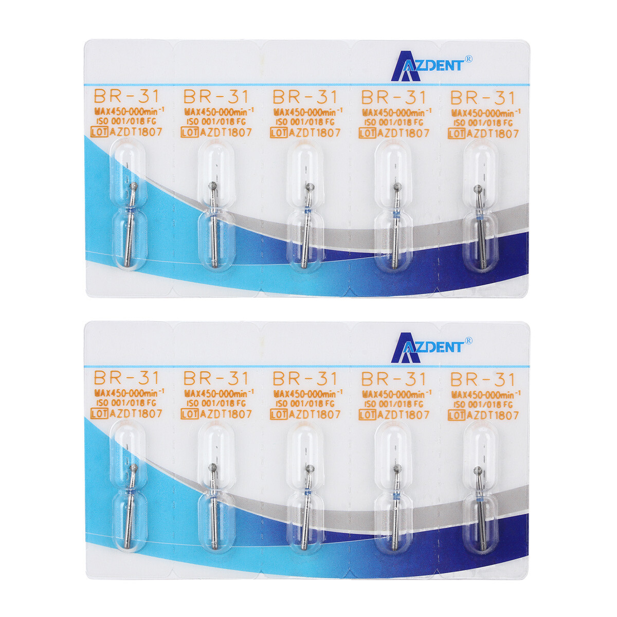 AZDENT 100Type Dental Diamond Burs FG Drill For High Speed Handpiece 1.6mm