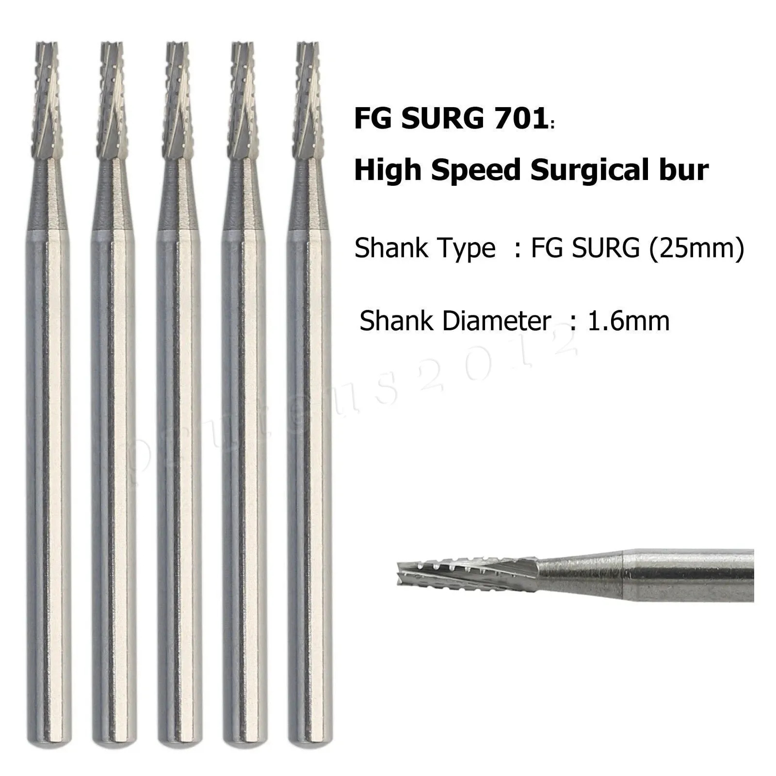 Dental Surgical Burs 25mm Carbide Bur FG SURG Taper Fissure FG 701 High Speed