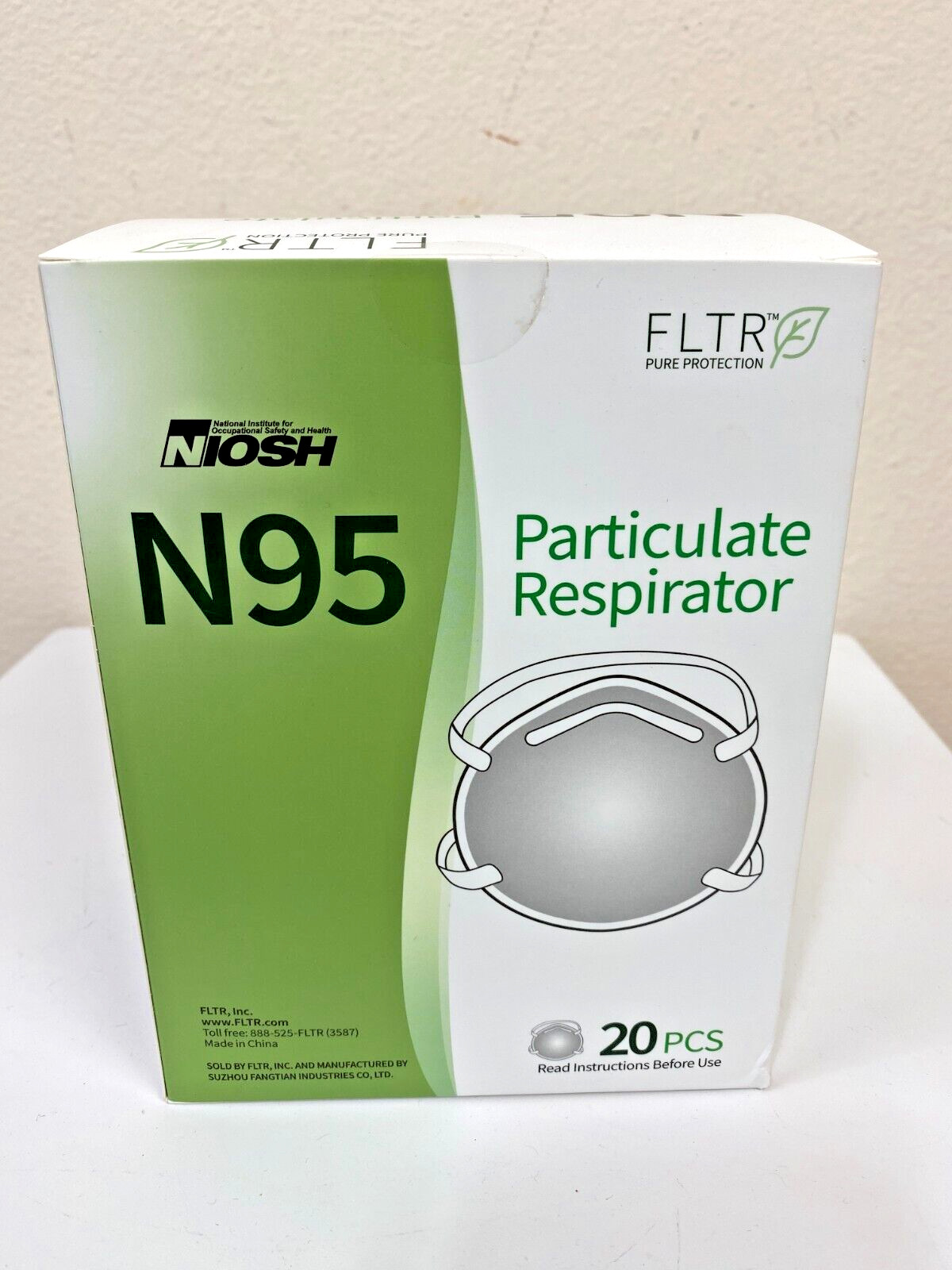 FLTR NIOSH Certified 20 Pack N95 Pure Protection Respirator Face Masks (SEALED)