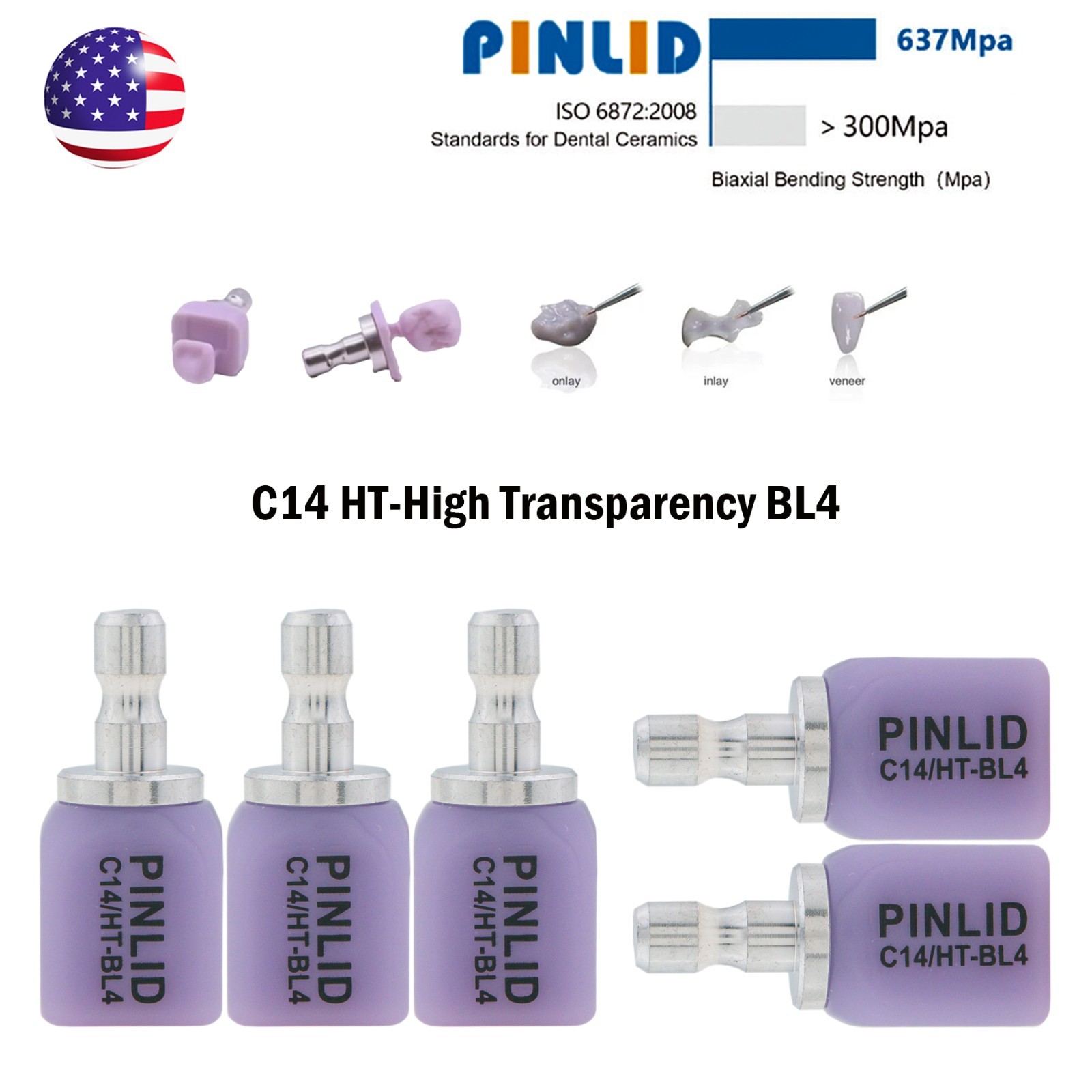 US C14 Emax Dental Glass Ceramic HT LT Lithium Dislicate CAD/CAM Cerec Blocks