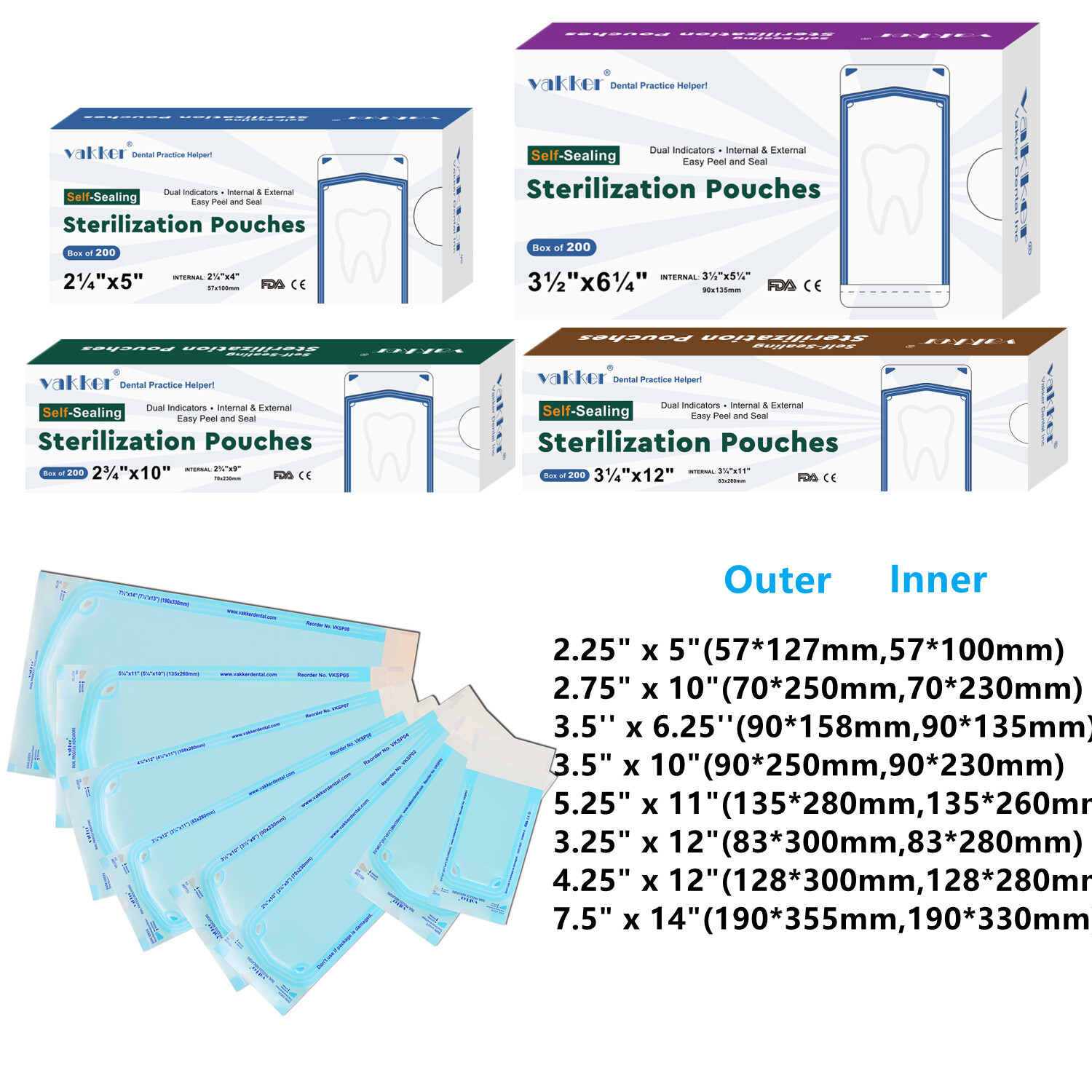Self Sterilization Pouches Autoclave, Medical Sterilizer Bags Dental Tattoo Nail