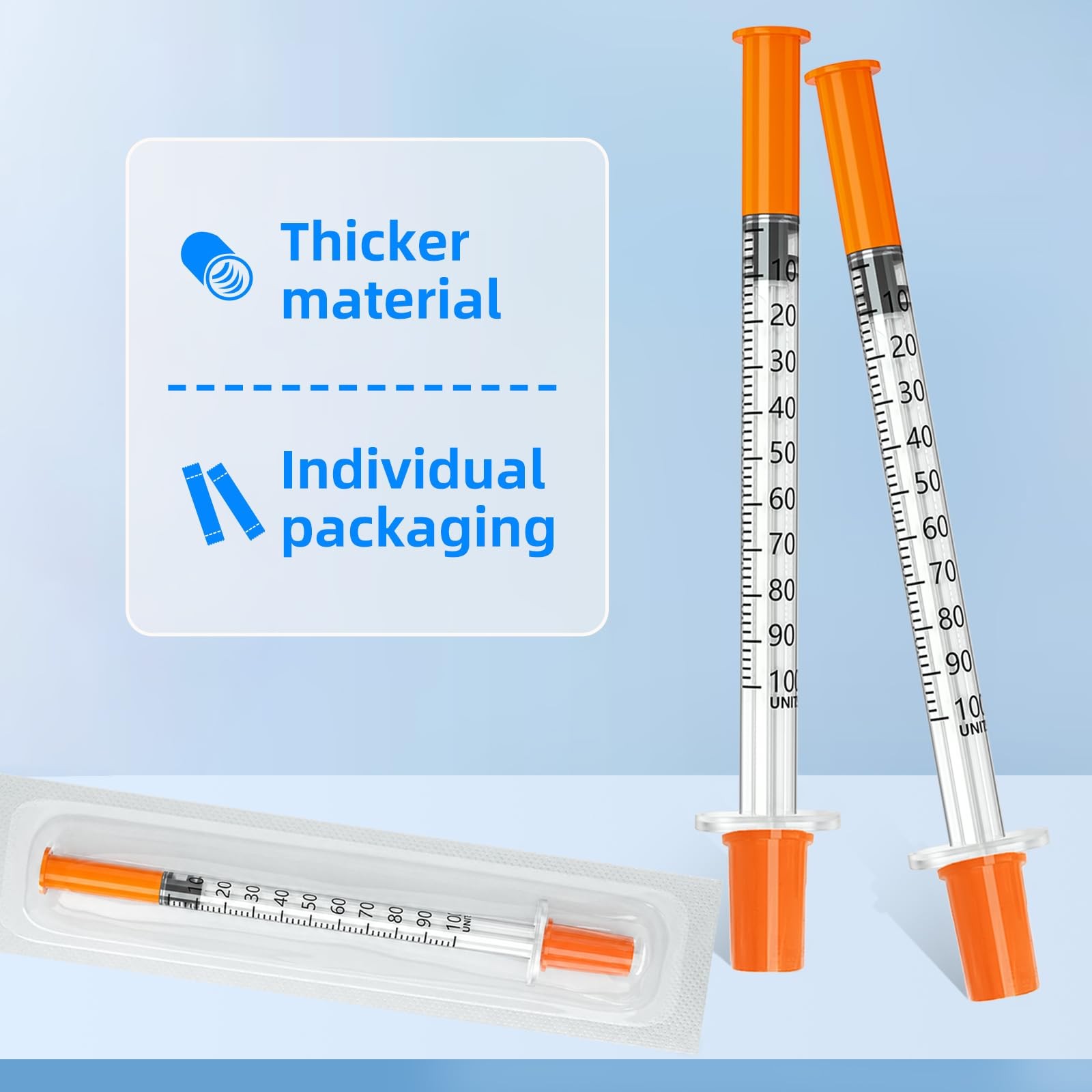 U-100 31G 1ml/cc 5/16″ (8mm) Syringes, Disposable Individual Transparent