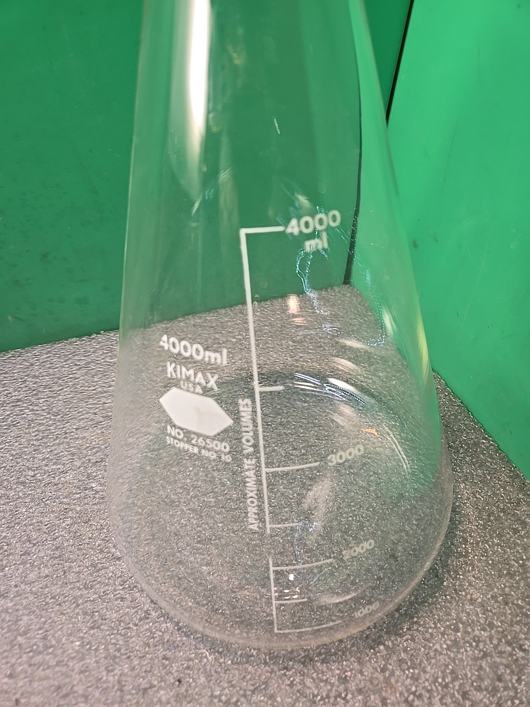 KIMAX 4000mL 4L Glass Graduated Heavy Duty Rim Erlenmeyer Flask 26500-4000