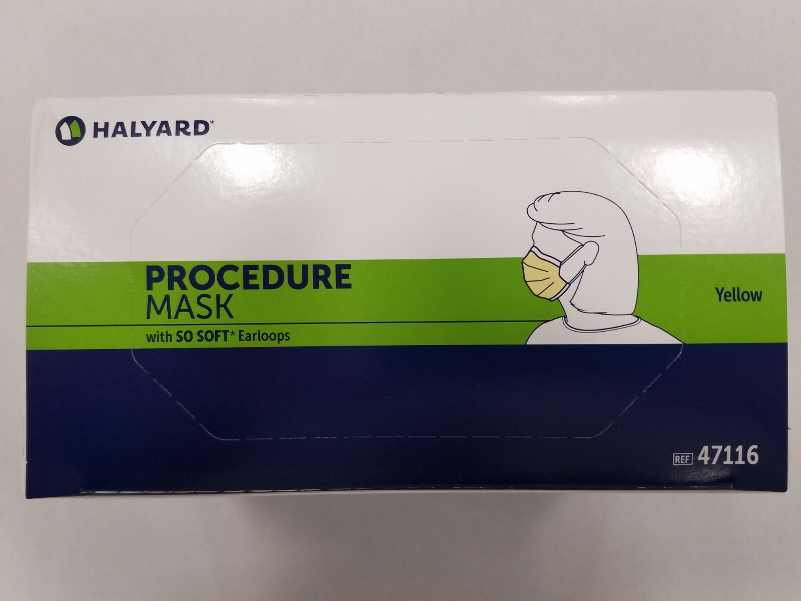 *50-Pieces* Halyard Procedure Face Mask With Soft Earloops Yellow 47116