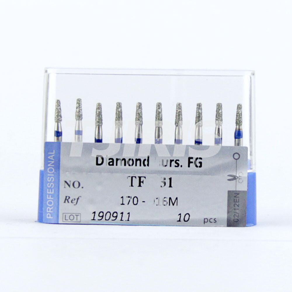 10pcs Dental Diamond Burs FG Flat End Cone/Taper Standard Grit High Speed