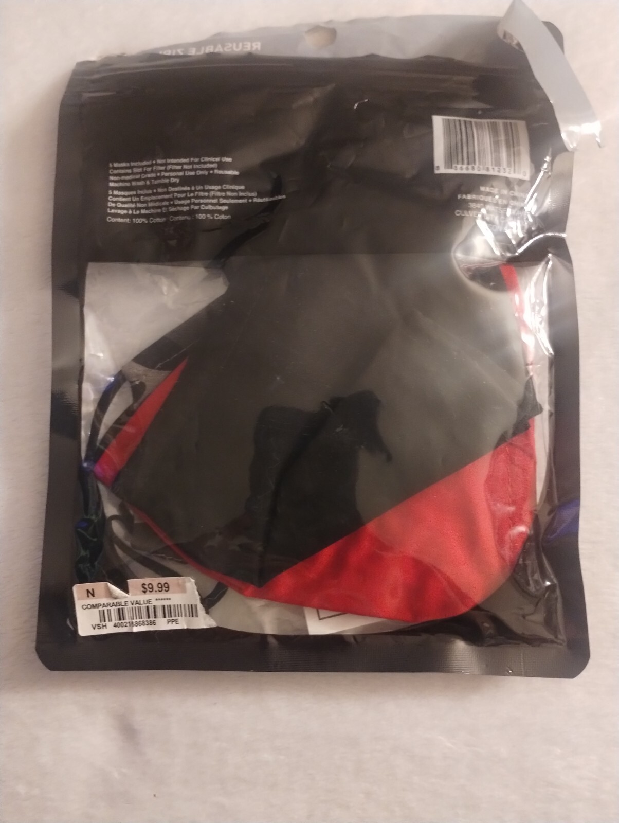 Safety Smile Reusable Face Masks qty#3 Non Medical Grade RED, BLACK & GREY CAMO