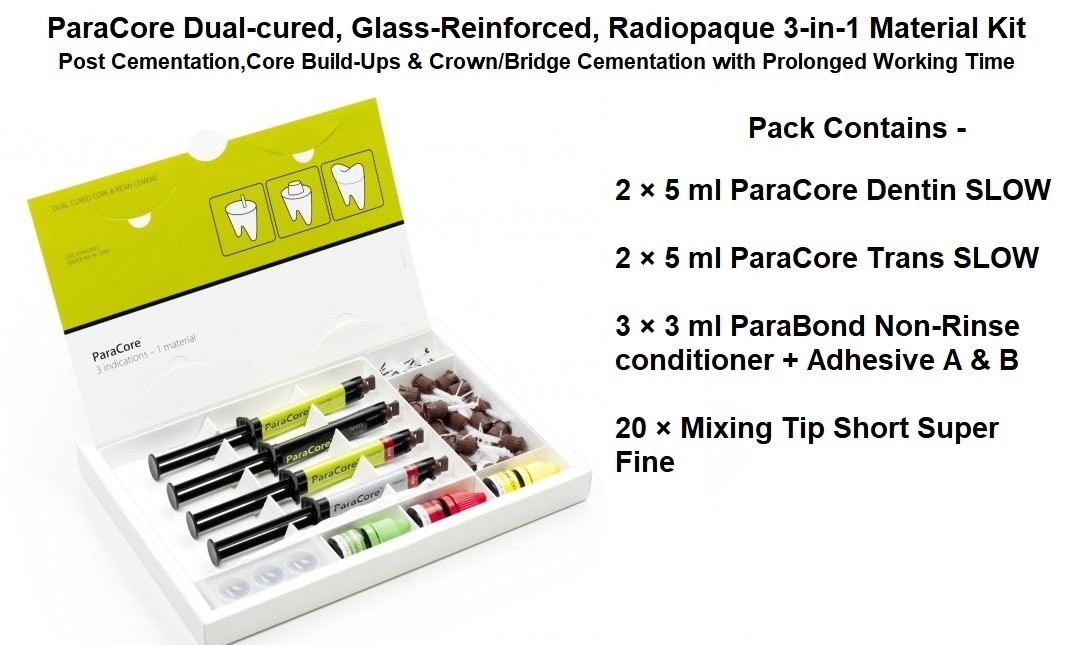 Coltene Dental PARACORE DC Core Buildup & Resin Cement 3 Indications Kit