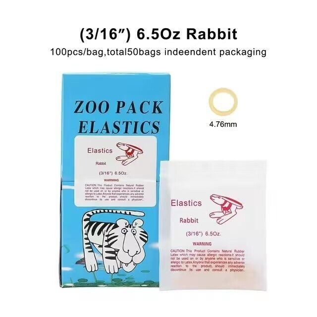 5000/ Heavy 6.5 Oz Orthodontic Latex Elastics Rubber Bands Braces Zoo PACK