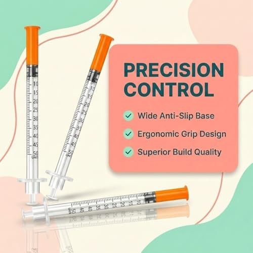 Syringe 0.5ml 30G 5/16 Inch 8mm Individually Wrapped Box of 100 Lab Liquid