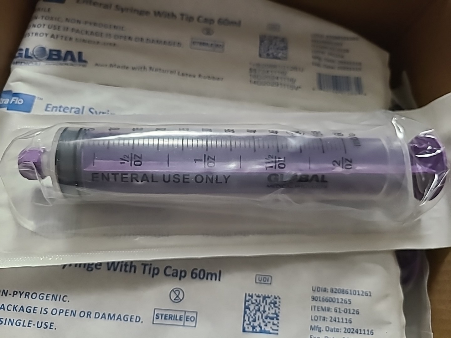 Lot of 20 Enteral Feed Flat Top Piston Syringe ENFit Tip #61-0126