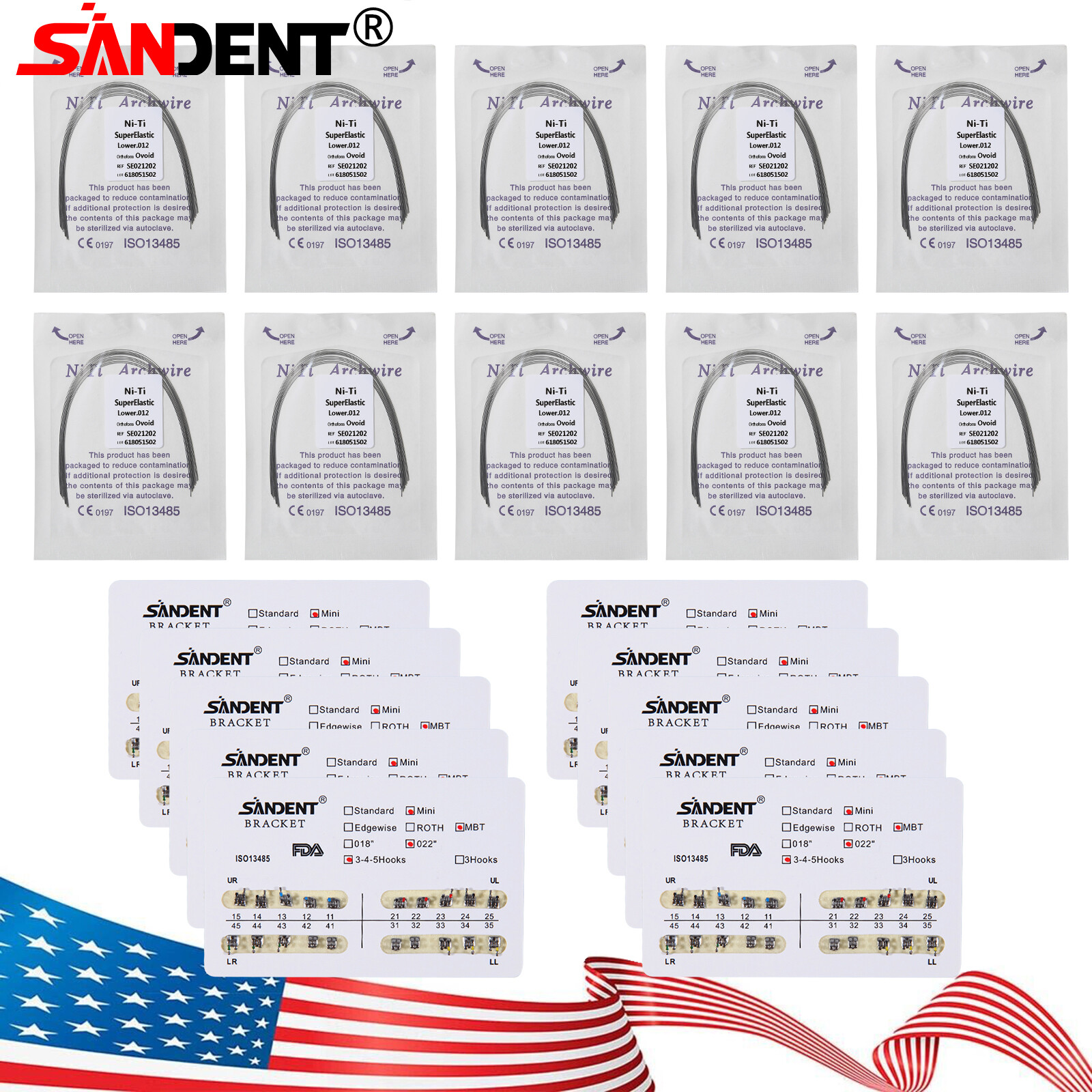 10 Packs SKYSEA Dental Orthodontic Arch Wire Super Elastic Niti Round Ovoid Form