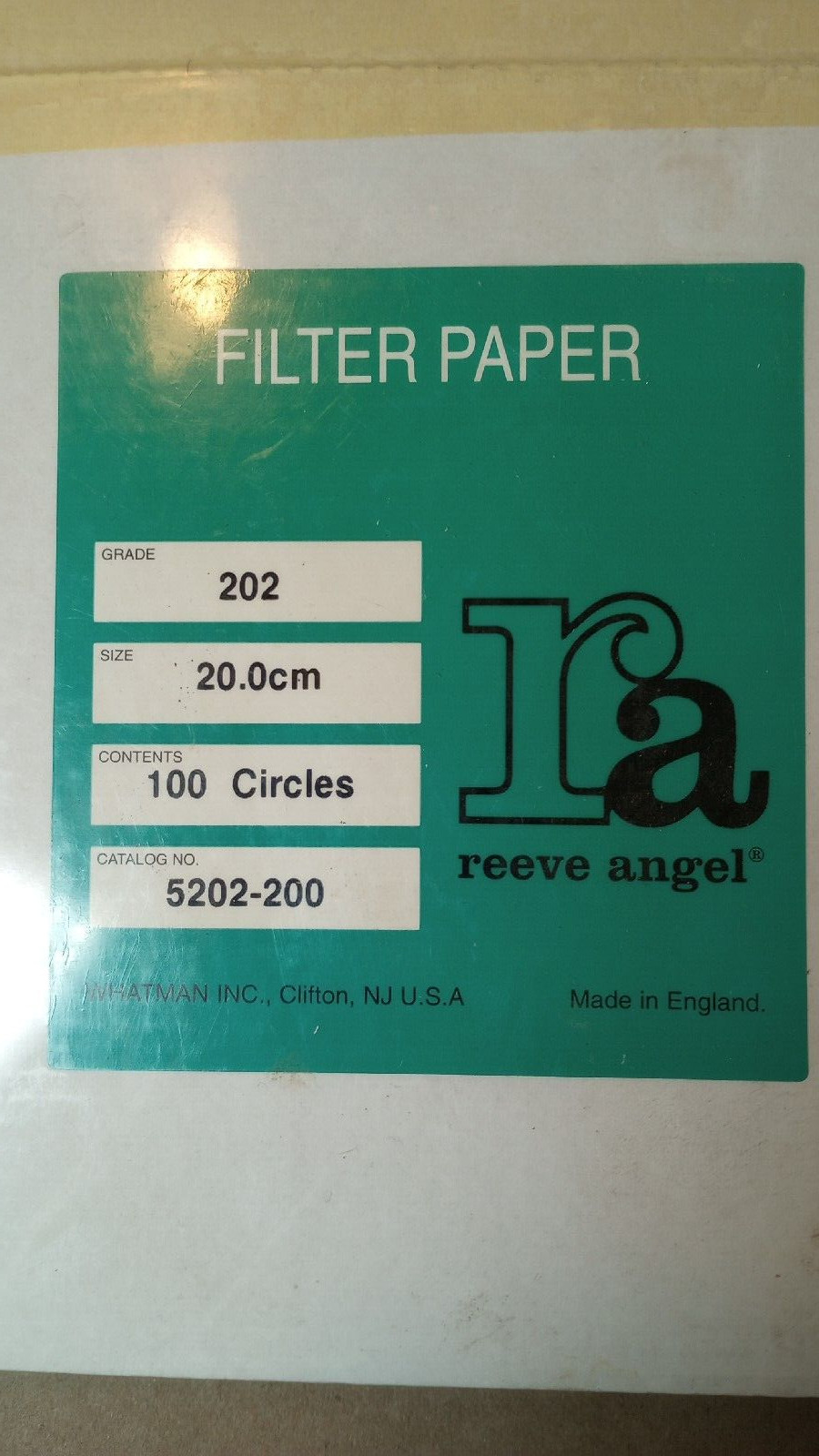 NEW 100 pc 20.0cm Reeve Angel Filter Paper Grade 202 Model# 5202-200