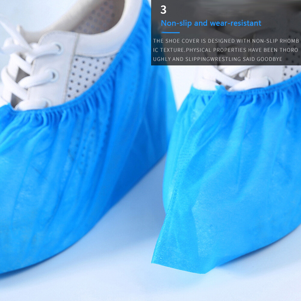 TECHTONGDA 100pcs Disposable High-quality Blue Non-woven Fabric Shoe Covers