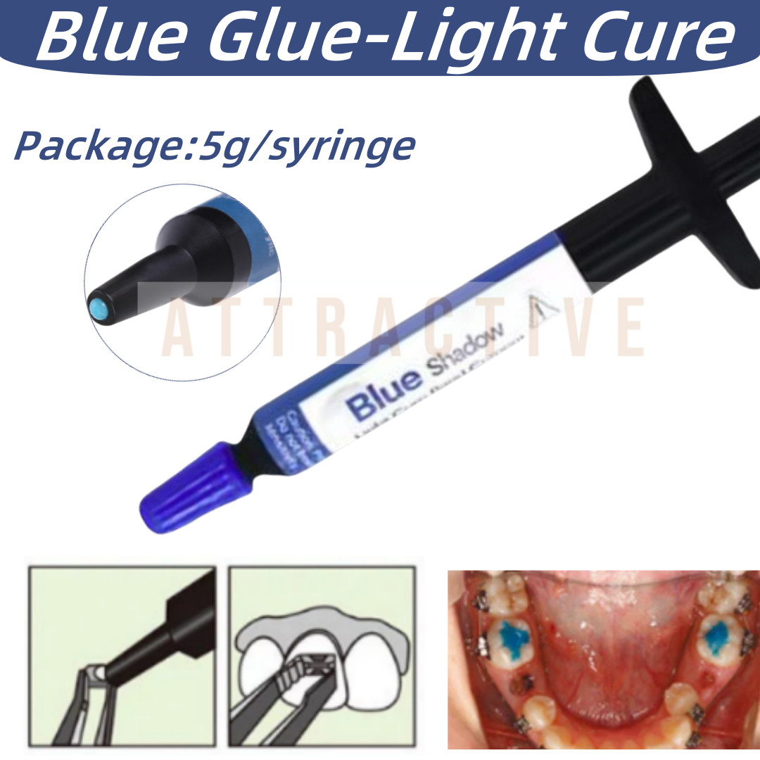 Dental Blue Glue Brackes Bonding Adhesive Light Cure Band Cement Paste 5g/Pcs