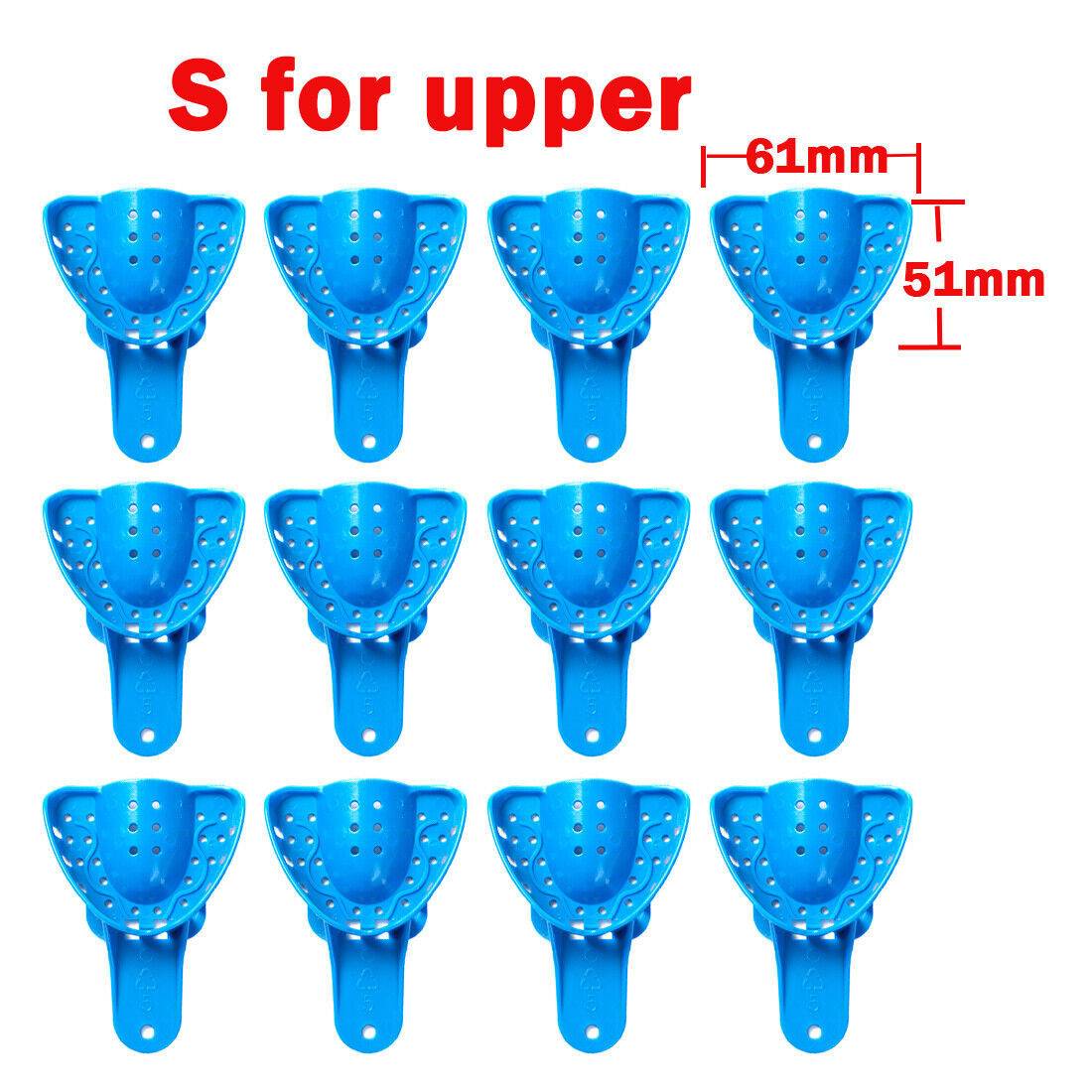EASYINSMILE 12Pc Dental Plastic Impression Tray Perforated Upper/Lower Autoclave