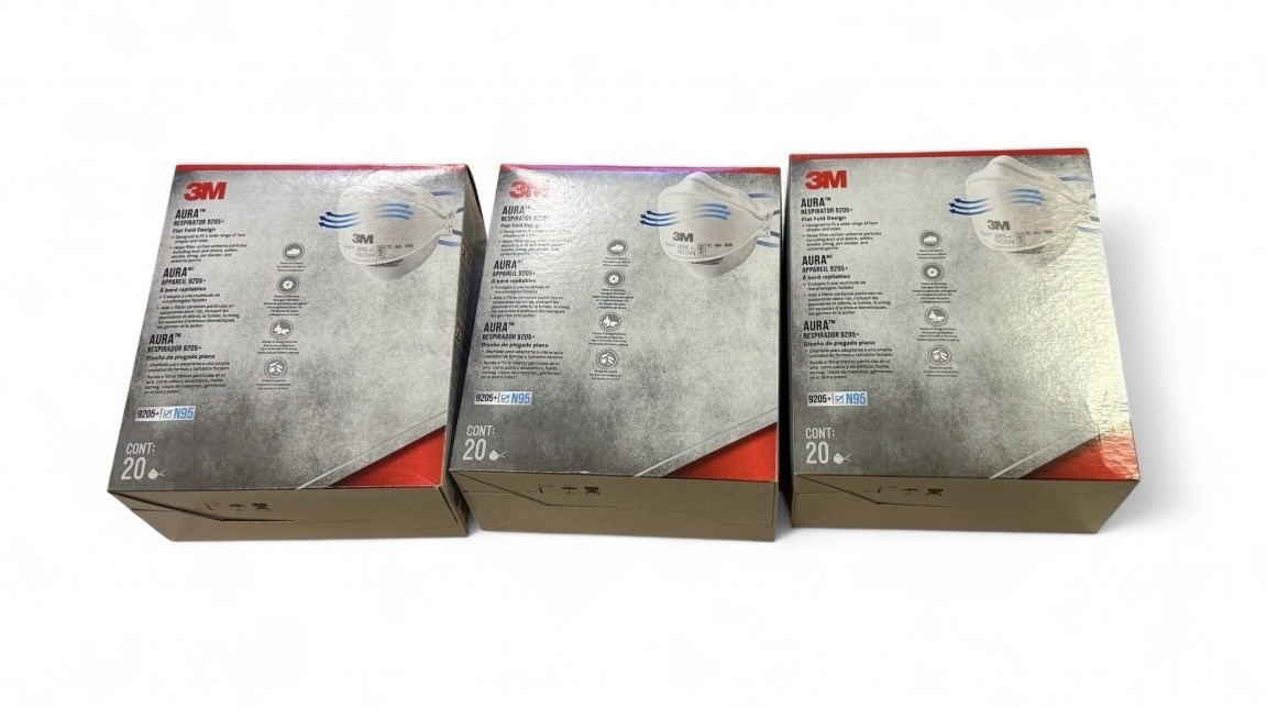 3M Aura 9205 N 95 Particulate Respirator Face Mask – White 3 (20 Pack) Boxes