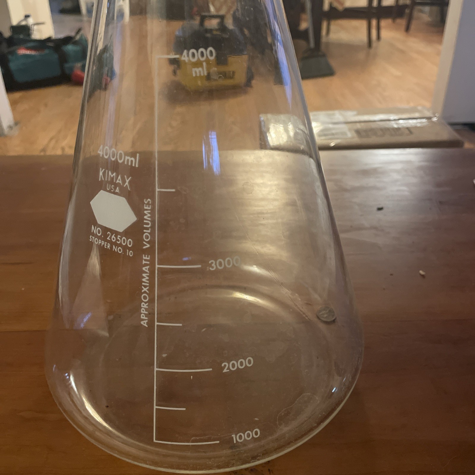 KIMAX 4000mL 4L Glass Graduated Heavy Duty Rim Erlenmeyer Flask 26500 FREE SHIP