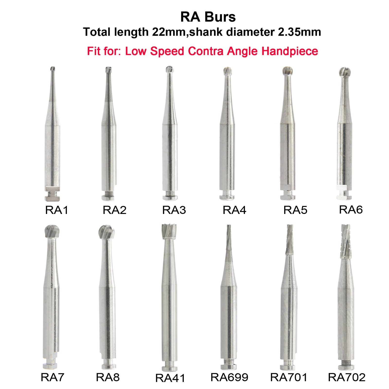 Wave Dental Carbide RA Latch Burs Taper Fissure Round Burr 6 8 701 Contra Angle