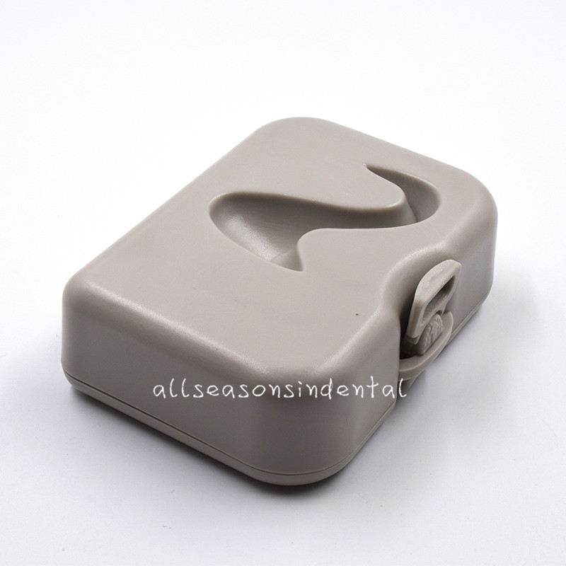 1 Pcs Denture Storage Box Case With Mirror and Clean Brush Dental Appliance Grey