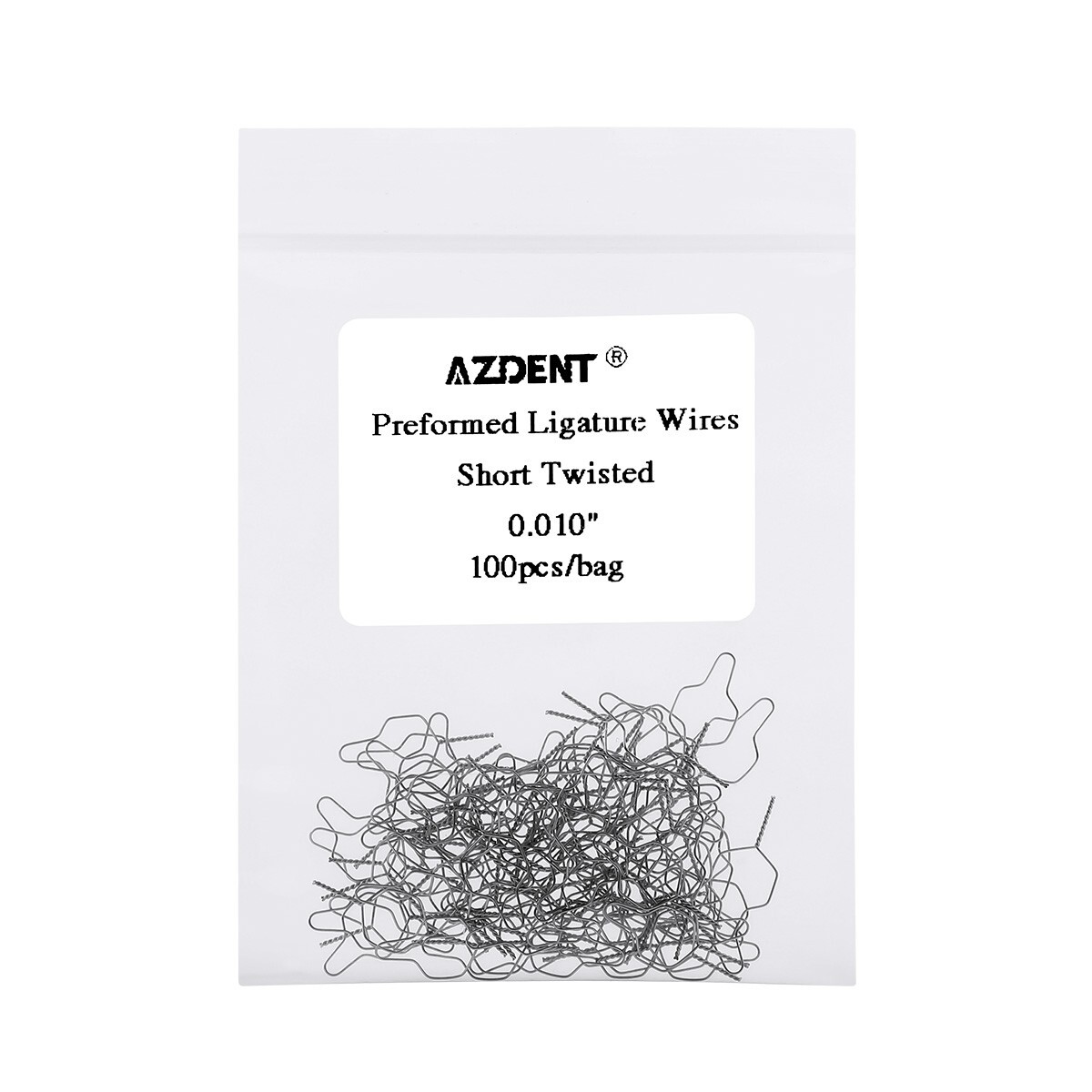 AZDENT 100pcs/pack Dental Orthodontic Wire Preformed Ligature Ties Short 0.010
