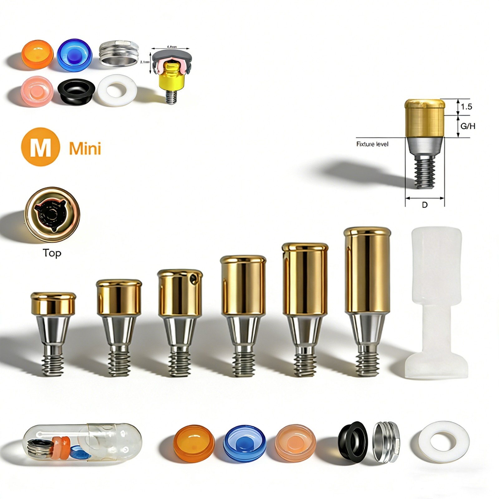 Dental Overdenture Zest Locator Abutment Male Cap for HIOSSEN Osstem M/R Platfor