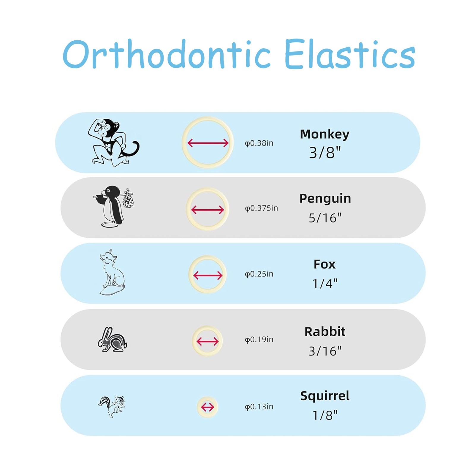 US Dental Orthodontic Elastics Rubber Bands Latex Braces 3.5OZ 5.0OZ 6.5OZ