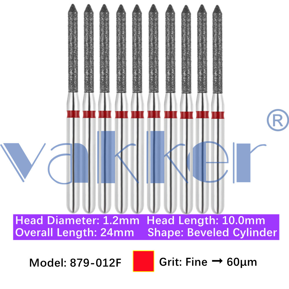 10pc Diamond Bur Shape Bevel Cylinder & Gingival Curetage Fine Medium Coarse