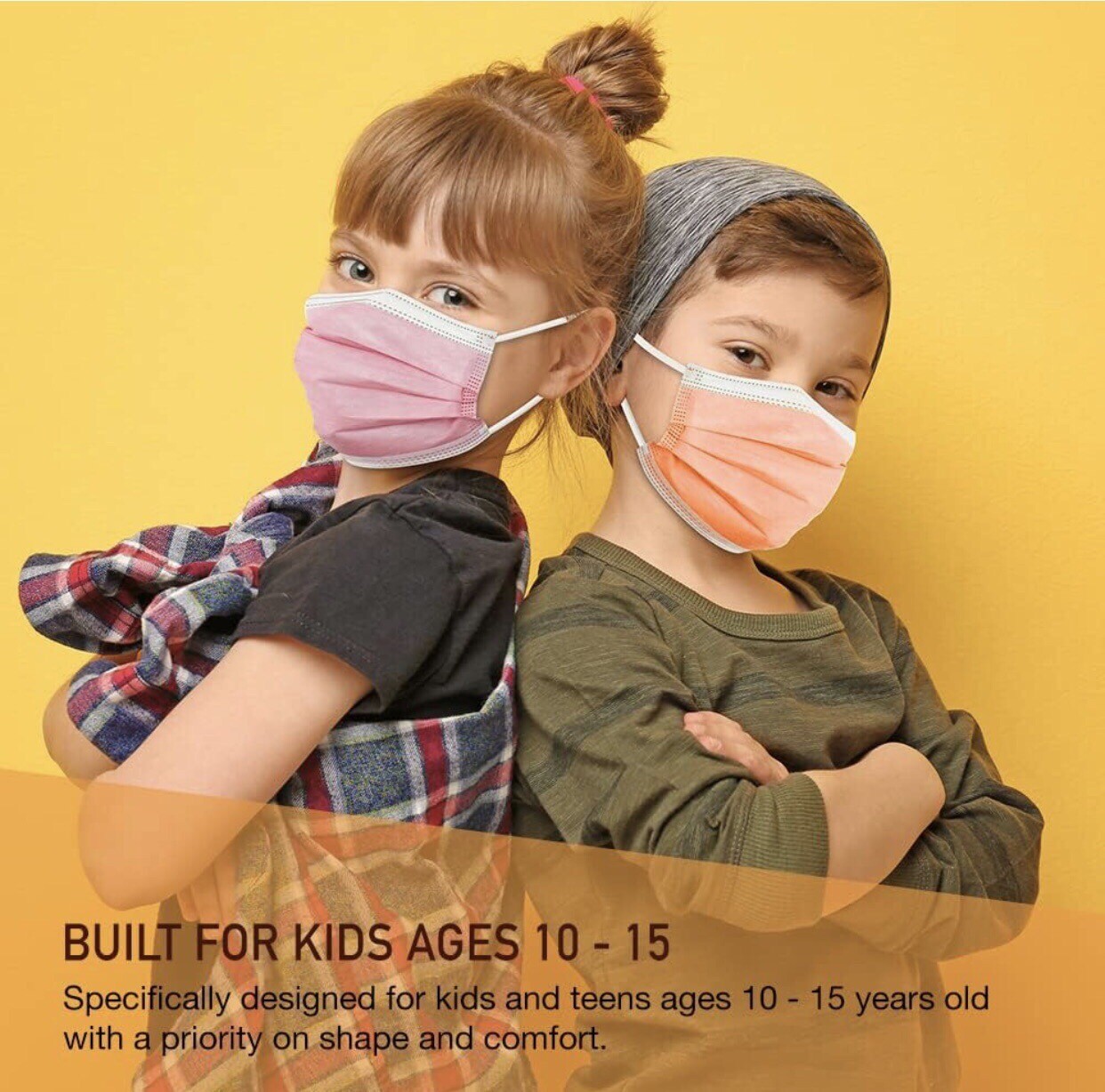 [50 Pcs]For Kids Children Black 3-Ply Disposable Face Mask Earloop Mouth Cover