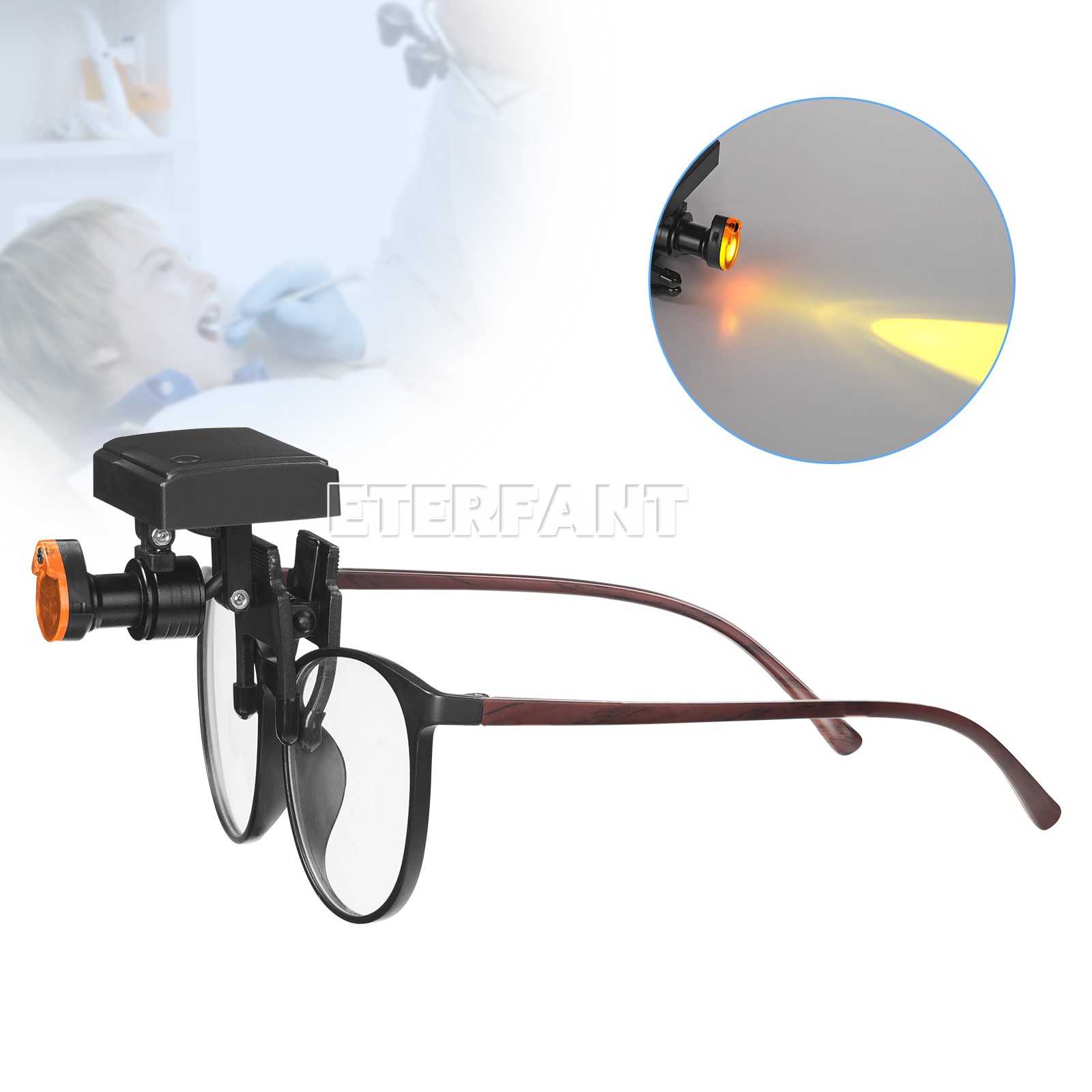ETERFANT 5W Dental Wireless LED Headlight with Filter for Binocular Loupe Glasse